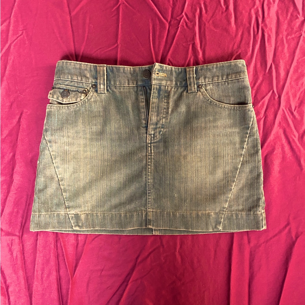 Light green corduroy mini skirt